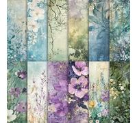 Lot de 60 feuilles de papier de scrapbooking floral printanier, double face, aquarelle, papier artisanal décoratif plié à plat pour la Saint-Valentin, la fabrication de cartes d'anniversaire, album