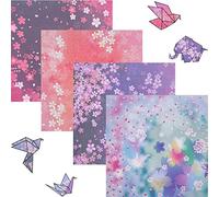 Lot de 60 feuilles de papier pliable pour origami - Motifs différents - Fleurs de cerisier japonais - 15 x 15 cm - Origami double face pour bricolage et projets d'artisanat
