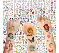 Lot de 60 feuilles de tatouages temporaires multicolores pour enfants, filles, garçons, mains, bras, doigts, petit papillon, sirène, licorne, poney, dinosaure, animaux