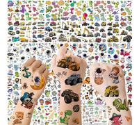 Lot de 60 feuilles de tatouages temporaires multicolores pour enfants, garçons, filles, petits animaux, dinosaure, bulldozer, tracteur, camion, univers, spatial, faux tatouage, accessoires de fête