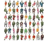 Lot de 60 figurines de personnes à l'échelle 1:87 - Figurines architecturales en plastique - Personnes assises et debout pour scènes miniatures