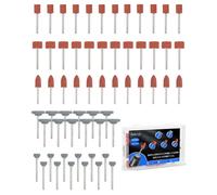 Lot de 60 forets de ponçage pour outils rotatifs Dremel, 5 formes avec tige de 0,3 cm, oxyde d'aluminium et carbure de silicium pour meuler la pierre, le bois, le polissage, les bijoux, le métal et la