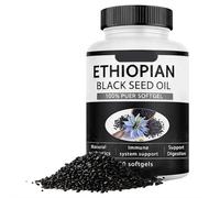 Lot de 60 gélules d'huile de graines noires éthiopiennes 4,64 % de thymoquinone, purement nutritives d'huile de graines de cumin noir pressées à froid, sans OGM, sans gluten, 60 pièces (1 bouteille)