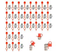 Lot de 60 Graisseur Droit M8 avec Capuchon Anti-poussière,Raccord Nipple Graisseur Placage Fer-Zinc,Kit de graisseurs Coniques pour Presses de graissage, Coniques M8, de graissage, raccord Conique M8