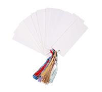 Lot de 60 marque-pages vierges en papier avec pompons colorés rectangulaires et esthétiques