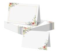 Lot de 60 Marque Place, Porte Nom Table with Design Floral, Marque Place Anniversaire, Mariage, Baptême, Communion, Confirmation, Fêtes, Cartes de Table à Écrire Soi-même