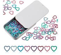 Lot de 60 marqueurs de point en métal en forme de cœur colorés avec boîte de rangement pour crochet, vêtements, loisirs créatifs