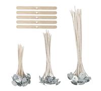 Lot de 60 mèches de bougie en coton pour bougies en 3 tailles différentes - Sans fumée - Avec support fixe en acier inoxydable - Longue bougie DIY (10-15-20 cm)