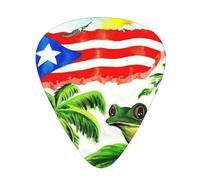 Lot de 60 médiators personnalisés avec drapeau de Porto Rico, grenouille, palmiers, guitare, basse, ukulélé, accessoires cadeaux pour homme et femme