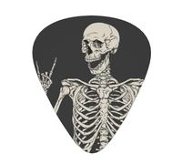 Lot de 60 médiators personnalisés pour guitare, basse, ukulélé, motif tête de mort, rock, squelette, os, cadeaux pour homme et femme