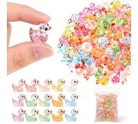 Lot de 60 mini canards en résine, jaunes, petits canards et figurines miniatures pour la décoration de jardin miniature, jardins paysagers, bonsaï, jeux cachés, bassins à poissons et aquariums
