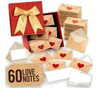 Lot de 60 mini cartes vierges et enveloppes avec autocollants en forme de cœur, lettres d'amour romantiques pour elle et lui, idéal pour les anniversaires, les occasions spéciales