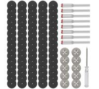 Lot de 60 mini disques à tronçonner pour Dremel, 60 lames de scie circulaire et 10 lames de scie circulaire émeri avec 8 mandrin de 3 mm, outils rotatifs, pour acier inoxydable, métal, pierre