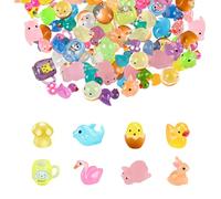Lot de 60 mini figurines miniatures en résine - Canards - Petits canards - Champignons - Cygne - Cochon - Dauphin - Poulet - Lapin - Figurines miniatures pour jardin, paysage, maison de poupée,