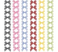 Lot de 60 mini pinces à cheveux en forme de nœud à carreaux pour femmes et filles, petites pinces à cheveux de couleur unie, pinces crocodiles en métal Y2k Accessoires pour cheveux