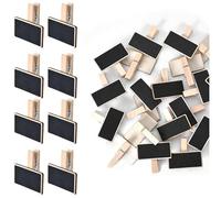 Lot de 60 mini tableaux rectangulaires en bois avec clip - Pour plantes, notes mémo, étiquettes alimentaires, fête, décoration, hauteur - 4 x 2 cm