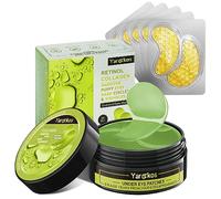 Lot de 60 pansements pour les yeux verts avec 5 masques pour les yeux en or 24 carats, 30 paires de masques pour les yeux gonflés, les cernes et les yeux gonflés, coussinets en gel de collagène