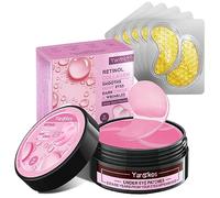 Lot de 60 patchs sous les yeux roses avec 5 masques de voyage pour les yeux - 30 paires de masques sous les yeux pour les cernes sombres - Traitement des yeux gonflés - Coussinets en gel de collagène