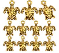 Lot de 60 pendentifs en forme de tortue de mer en alliage plaqué or pour fabrication de bijoux
