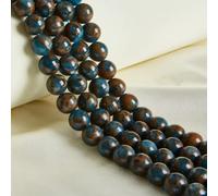 Lot de 60 perles cloisonnées rondes naturelles bleues de 6 mm pour la fabrication de bijoux