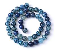 Lot de 60 perles d'agate veine de dragon bleue de 6 mm pour la fabrication de bijoux, bracelets, colliers (oz6, a227)