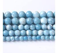 Lot de 60 perles de larimar rondes en pierres précieuses naturelles de 6 mm pour la fabrication de bijoux, énergie, guérison, bracelet, collier (pierre de larimar bleue, 6 mm)