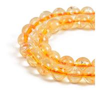 Lot de 60 perles d'espacement rondes en citrine dorée naturelle de 6 mm pour la fabrication de bijoux - 39,4 cm - 1 fil (citrine dorée, 60 perles de 6 mm)