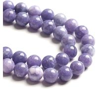 Lot de 60 perles en calcédoine violette lavande de 6 mm pour la fabrication de bijoux, bracelets, colliers