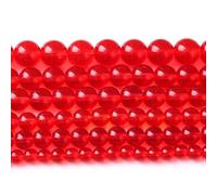 Lot de 60 perles en cristal de verre rouge grenat de 6 mm, perles en pierre naturelle pour la fabrication de bijoux (verre rouge, 6 mm)