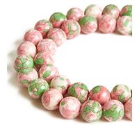 Lot de 60 perles rondes en forme de fleur de pluie verte et rouge de 6 mm pour la fabrication de bijoux (oz6, 0820)