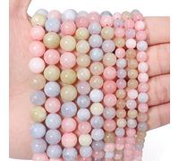 Lot de 60 perles rondes en morganite de 6 mm pour la fabrication de bijoux, perles semi-précieuses naturelles et lisses pour colliers et bracelets