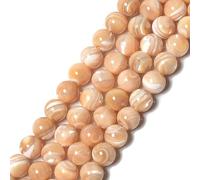 Lot de 60 perles rondes en nacre marron naturel de 6 mm pour la fabrication de bijoux, bracelets, colliers