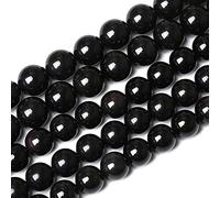 Lot de 60 perles rondes en obsidienne noire naturelle 3A de 6 mm pour la fabrication de bijoux, bracelets, colliers - 38 cm (oz11, Sa713)