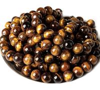 Lot de 60 perles rondes en pierre précieuse naturelle œil de tigre jaune pour la fabrication de bracelets et colliers avec fil élastique (tigre jaune, 6 mm)
