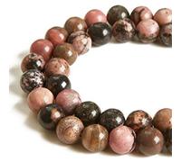 Lot de 60 perles rondes en rhodochrosite rose et noire de 6 mm pour la fabrication de bijoux