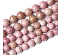 Lot de 60 perles rondes en rhodochrosite rose naturelle AAA de 6 mm pour la fabrication de bijoux (6 mm, rhodochrosite)