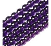 Lot de 60 perles rondes en verre violet améthyste, pierre naturelle, 6 mm, pour la fabrication de bijoux (verre améthyste, 6 mm)