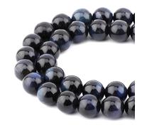 Lot de 60 perles rondes en vrac, 39,4 cm par fil, 6 mm (œil de tigre du Montana, 6 mm)
