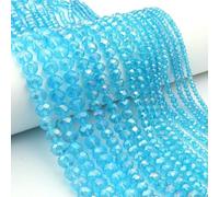 Lot de 60 perles rondes plates à facettes en cristal de 10 mm (3, 4, 6, 8, 10.0mm) pour loisirs créatifs et fabrication d'ornements faits main - Bleu lac AB - 10 mm