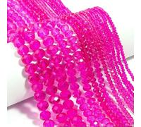 Lot de 60 perles rondes plates à facettes en cristal, de 3, 4, 6, 8 et 10 mm, pour loisirs créatifs et fabrication d'ornements. Couleur : rose fuchsia transparent. Dimensions : 10 mm.