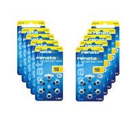 Lot de 60 piles auditives RENATA ZA10 ZINC AIR JAUNE -