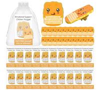 Lot de 60 pin's en forme de pépite de poulet - Cadeaux de reconnaissance des employés - Avec des cartes de vœux inspirantes et des sacs - Cadeau de remerciement pour collègue, employé, bénévole