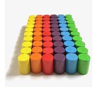Lot de 60 pions en bois pour jeu de société - Cylindre 10 x 15 mm - 6 couleurs - Arc-en-ciel