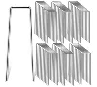 Lot de 60 Piquets de Fixation pour Jardin - 150x36mm Ø 3mm Piquets de Fixation en Acier Galvanisé Forme de U pour Toiles de Paillages, Grillage et Filets