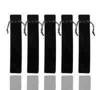 Lot de 60 Pochettes à stylos avec Cordon de Serrage en Velours pour Stylo-Plume, Crayon, Stylo à Bille, Noir, Moderne