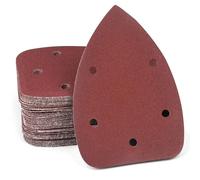 Lot de 60 ponceuses triangulaires 140 mm x 90 mm, ponceuse delta à 5 trous - 10 x 60/80/100/120/180/240 - Ponceuse delta pour métaux, murs, bois et meubles