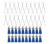 Lot de 60 porte-clés à breloques en acrylique transparent avec glands bleus pour l'artisanat porte-clés