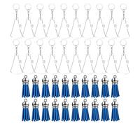 Lot de 60 porte-clés à breloques en acrylique transparent avec glands bleus pour l'artisanat porte-clés