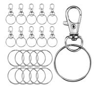 Lot de 60 Porte-clés Unisexes Kit Porte Clef avec Porte-clés, Bijoux, Loisirs Créatifs, Fabrication de Bijoux (30 Fermoir Mousqueton + 30 Porte-clés)