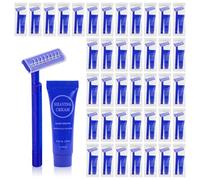 Lot de 60 rasoirs de voyage avec crème à raser, crème à raser lisse de 9,6 g pour homme, rasoir jetable à double lame adapté pour les voyages, les affaires, les invités, les hôtels, les associations